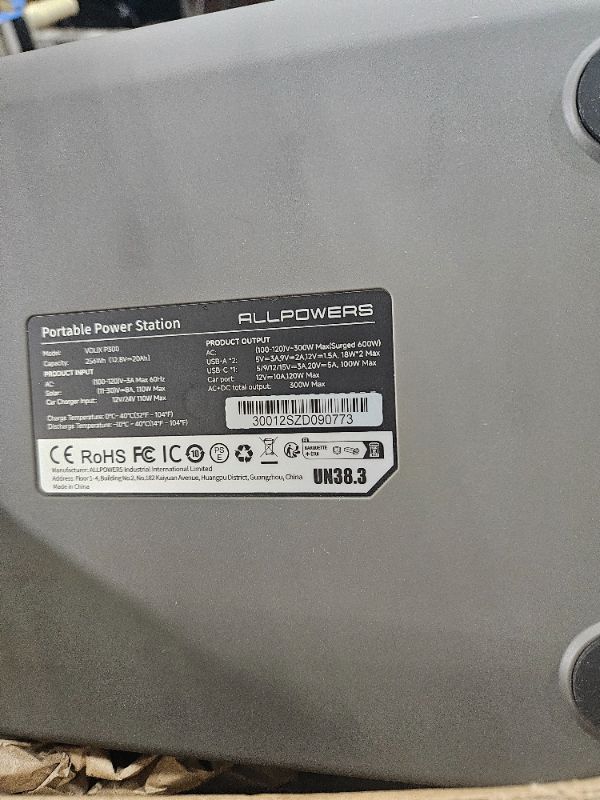 View 4 of ***MISSING POWER CORD***

ALLPOWERS VOLIX P300 Portable Power Station 256Wh 300W