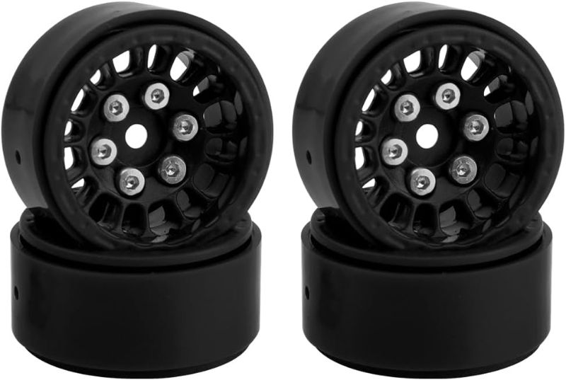 View 1 of 1.0" Nylon Beadlock Wheel Rims 4PCS Wheels for Ascent-18 TRX4M SCX24 FCX24 1/24 1/18 RC Crawler, (Black)