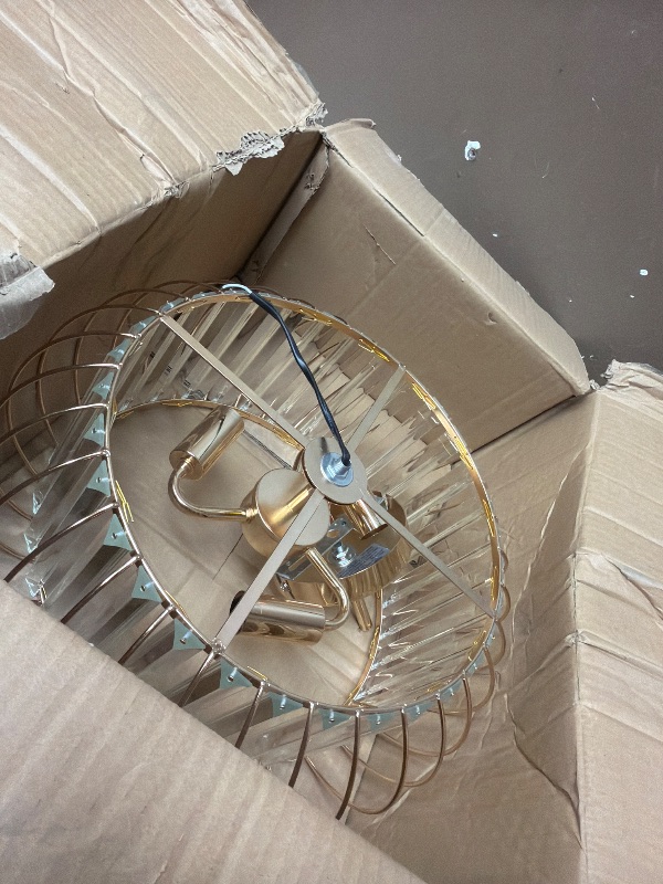 View 3 of CATINER 12" Gold Crystal Chandelier, 4-Light Ceiling Light