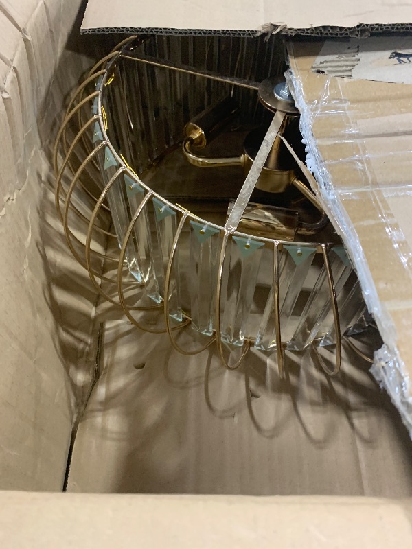 View 2 of CATINER 12" Gold Crystal Chandelier, 4-Light Ceiling Light