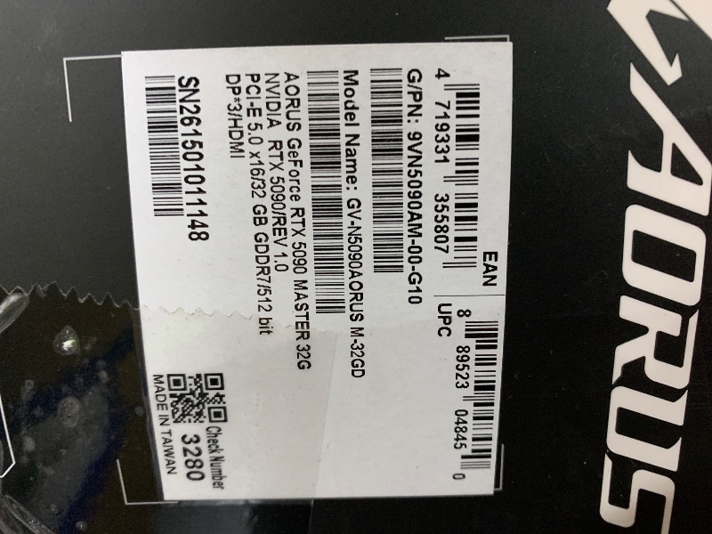 Photo 1 of GIGABYTE AORUS GeForce RTX 5090 MASTER 32G Graphics Card