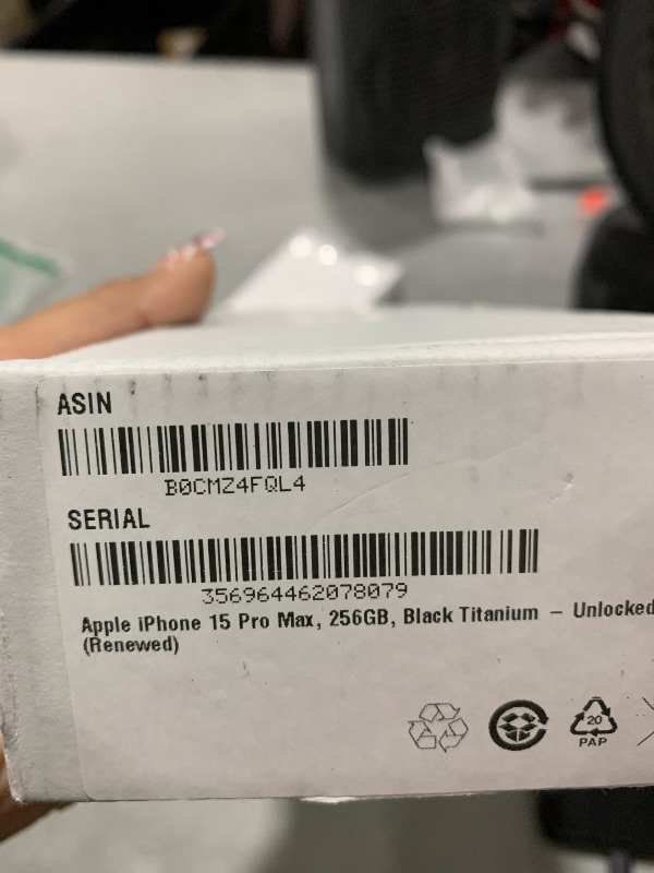 Photo 1 of Apple iPhone 15 Pro Max, 256GB, Black Titanium - Unlocked (Renewed)