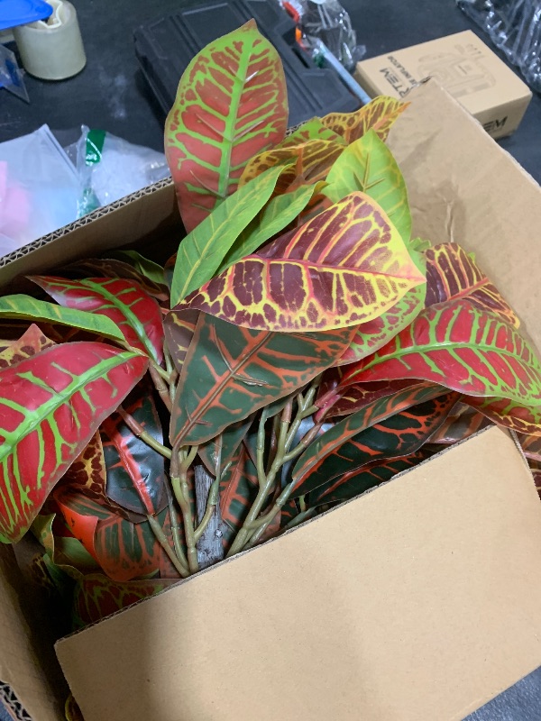 Photo 1 of Rivvlive Artificial Croton Plants with Stakes (4 Pack)