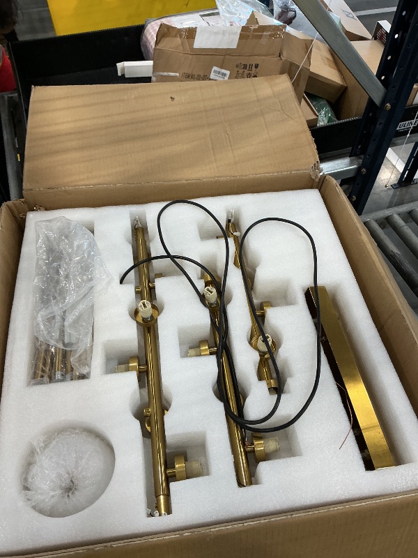 Photo 1 of 55 Inch Brass Gold Linear Chandelier, Mid Century Modern Sputnik Chandelier