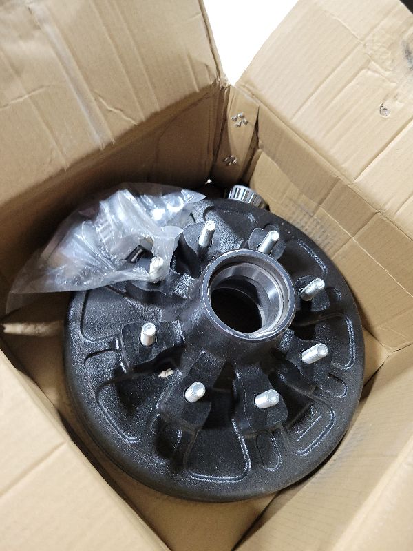 View 2 of 12"x 2" Trailer Brake Drum Kit 8 on 6.5" Replacement for 7000LBS Axle Hub Heavy Duty 8 Bolt Trailer Brake Hub Drum Assembly with 1/2"-20 Stud 25580, 14125A Drums 008-219-04-22004K