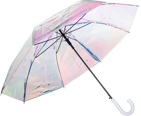 Photo 1 of ShedRain Iridescent Stick Umbrella, 50" Canopy Coverage, Crook Handle