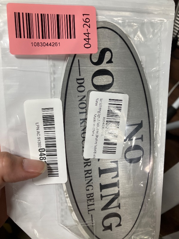 Photo 1 of (2 Pack) No Soliciting Sign for House, Self Adhesive No Soliciting Sign for Front Door, No Solicitation Metal Sticker Signs for Home and Yard (Brushed Silver /Black, 7 x 3 inches, Do Not Knock or Ring Bell)