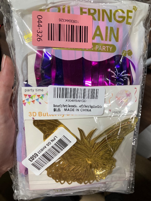 Photo 1 of 2 Pack Purple Pink Foil Fringe Curtains Streamers Backdrop for Music Themed Party Decorations, Girls Butterfly Birthday Party Decorations Supplies