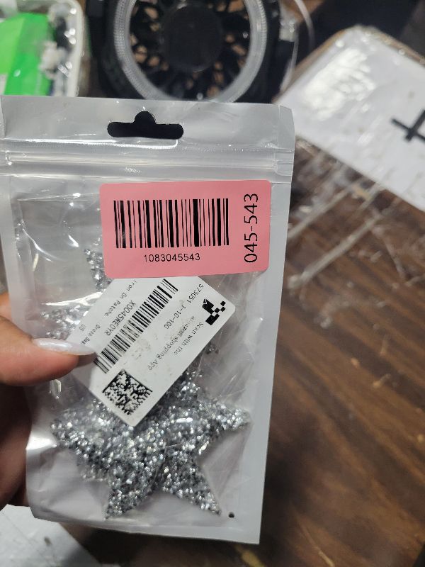 Photo 1 of 12pcs Star Iron On Patches Rhinestone Silver Adhesive Applique Stickers Sequin Vintage Patch Fabric Patch Stars Glitter Crystal Patches for Clothing,Jeans,Jackets,Caps,Dress,Bag,DIY Clothing Repair