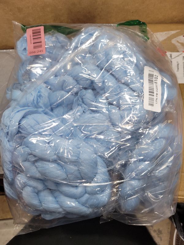 Photo 1 of 10 Pack Baby Blue Table Runner 21x120 Inch Light Blue Cheesecloth Table Runner 10FT Boho Gauze Table Runners Long Cheese Cloth Table Runner Semi Sheer Runners for Wedding Bridal Baby Shower Party