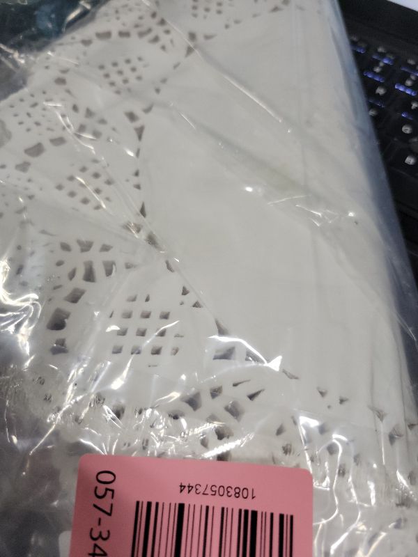 Photo 1 of 100 Pieces Paper Doilies, 12 Inch Doilies for Food, Disposable Lace Paper Doilies for Tables, Round Paper Placemats Bulk for Cakes Desserts Crafts (White)