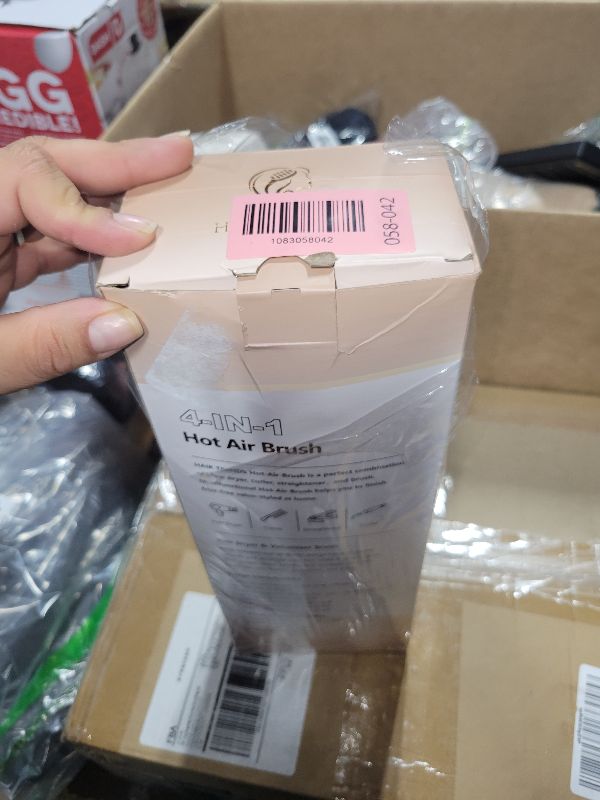 Photo 1 of 1.5 Inch Barrel (2.8'' Plus Bristles) Dual Voltage(110~250V) Round Brush Blow Dryer for Should Length Hair, Hair Dryer Brush with European Plug Adapter, 4-in-1 Negative Ionic One Step Volumizer Dryer