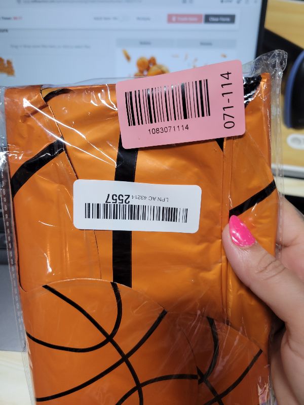 Photo 1 of 2 Pack Giant Standing Basketball Balloons, 3.5ft Large Foil Balloon with Base, Basketball Party Supplies for Boys Kids Birthday Sports Theme Decorations