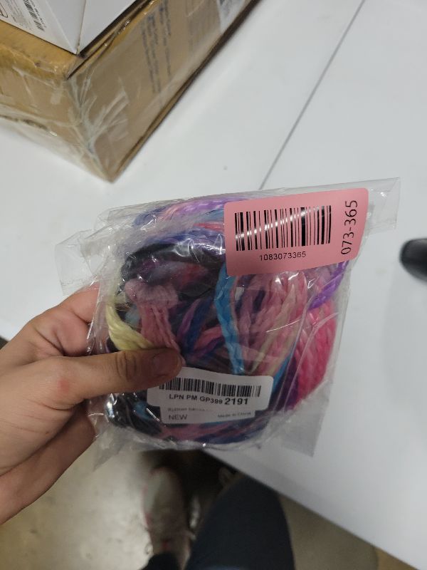 Photo 1 of 18 Inch Girls Rubber Bands Hair Extensions for Kids Crazy Hair Day Accessories Colorful Wigs Colored Braids for for Girls Women Hair with Rubber Bands Rainbow Braided Synthetic Ponytail for 12pcs