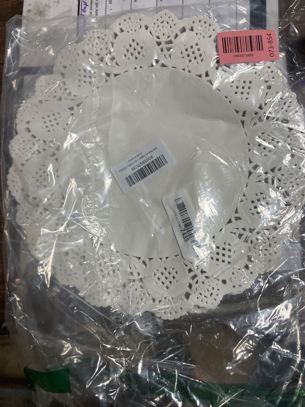 Photo 1 of 100 Pieces Paper Doilies, 12 Inch Doilies for Food, Disposable Lace Paper Doilies for Tables, Round Paper Placemats Bulk for Cakes Desserts Crafts (White)