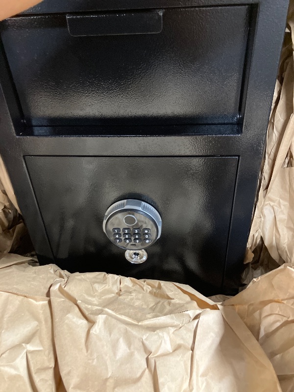 Photo 1 of 2.8 Cuft Biometric Drop Safe for Business, Anti-Theft Fingerprint Safe Box with Quick Place Drop Slot, Digital Keypad and Spare Key, Depository Safe for Home Office Retail Store Business Mail Church