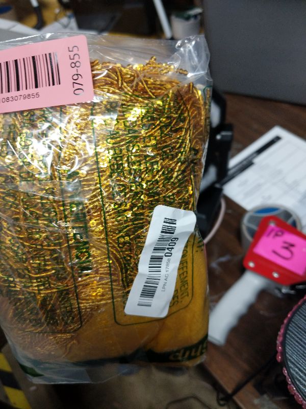 Photo 1 of 10 Yards Sparkly Sequined Tassel Ribbon Sequins Fringe Trim Spangle Paillette Lace Fabric for Upholstery Sewing Curtain Pillow Home Decor Party Dress Stage Costume Embellishment (Golden Yellow)