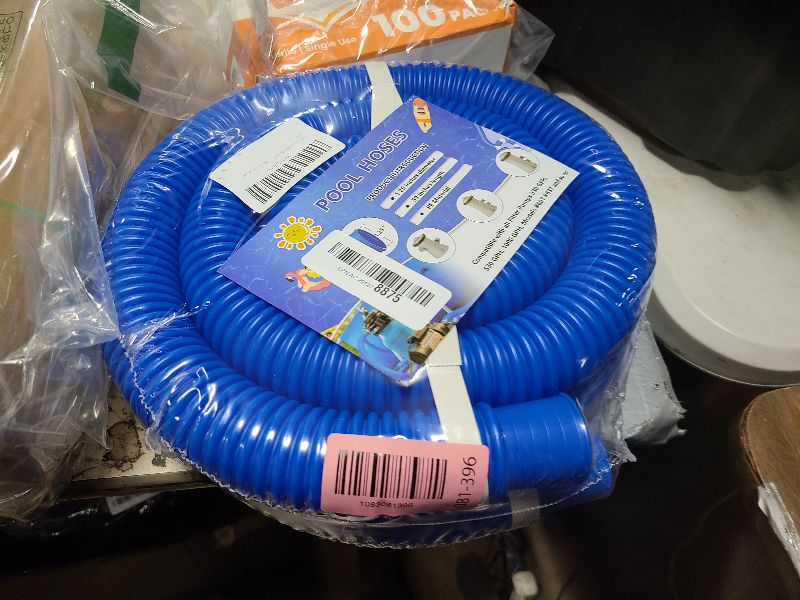 Photo 1 of 1-1/4 Inch Diameter Accessory Pool Pump Replacement Hose 59” Long For Above Ground Pools - Filter Pump Hose Bundled With Metal Clamps(2 hoses+4 clamps blue)