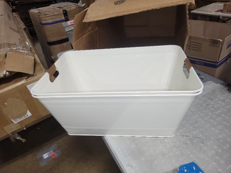 Photo 1 of (2 pack) Better Homes & Gardens Tina Grande Rectangular Galvanizada Blanca, 21.96" x 14.96"