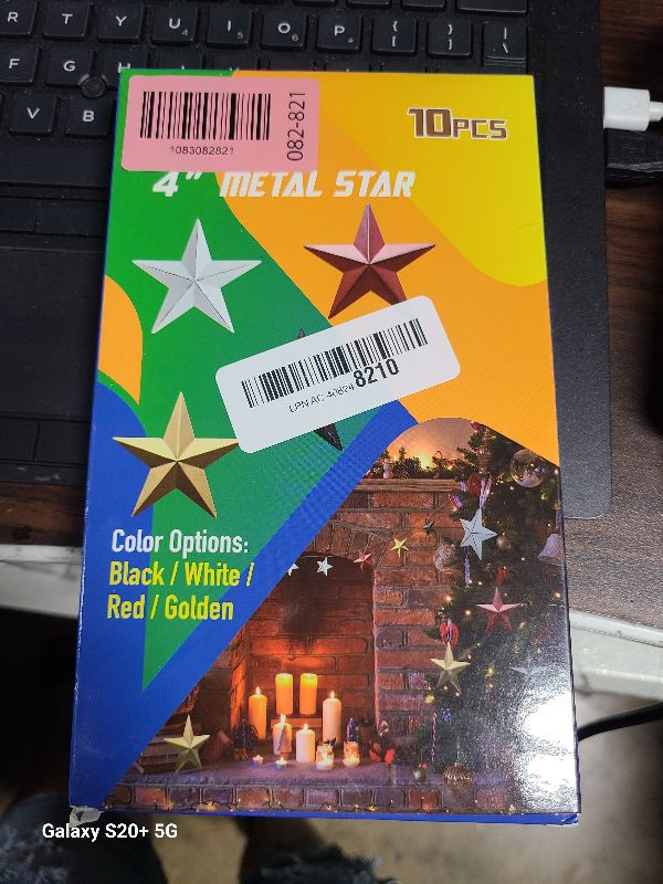 Photo 1 of 10 Piece 4 Inch Metal Star, Barn Star for Home Decoration, Hanging Wall Decor for House, Iron Vintage Wall Arts and Crafts, Christmas Indoor Outdoor Decorations (White)