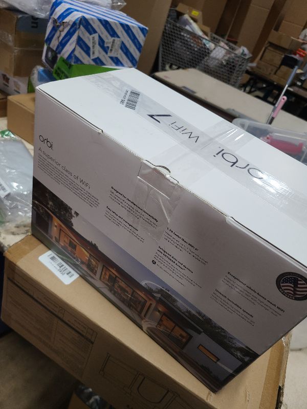View 3 of [DAMAGED] NETGEAR Orbi 370 Series WiFi 7 Mesh System for Home (RBE373) – Wireless Router + 2 Extenders, Security Features, 5 Gbps, Covers 6,000 sq.ft., 70 Devices, 2.5GB Port, BE5000