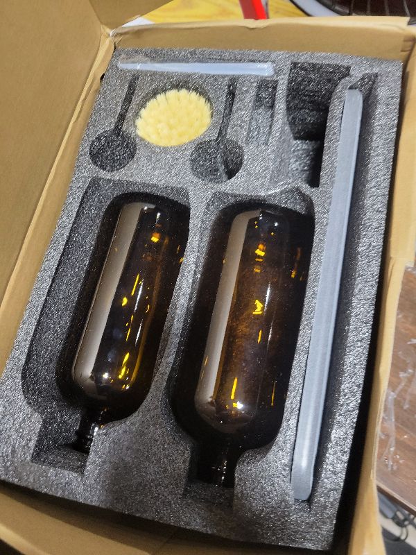 Photo 1 of [Luxury] Kitchen Soap Dispenser Set - 16OZ Amber Glass Bottle, Stainless Steel Pump, Instant Dry Tray, Waterproof Labels, Non-Slip Silicone Pad, and Dish Brush | Upgrade for Your Kitchen and Bathroom
