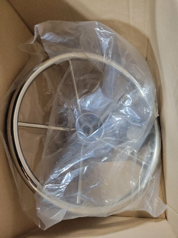 Photo 1 of 13.5" Destroyer Style Marine Steering Wheel – 5-Spoke Stainless Steel, 3/4" Tapered Shaft, Universal Fit for Pontoon, Bass Boat, Yacht & Sea Vessels, Center Cap Included