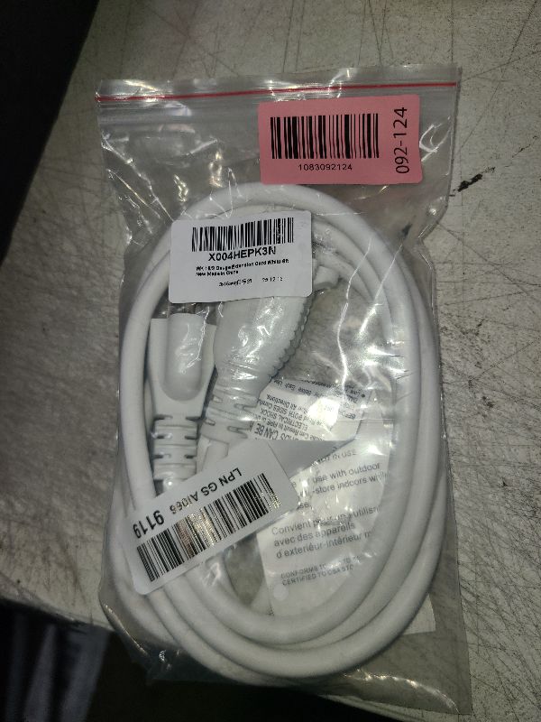 Photo 1 of 16/3 White Indoor Outdoor Extension Cord 6 Ft Waterproof, Extension Cord with 3 Prong Grounded Plug,13A 1625W 16AWG SJTW, Flexible Weatherproof Power Cable