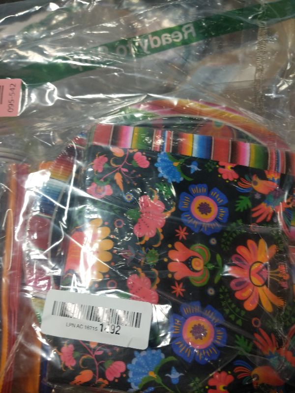 Photo 1 of 175 Pcs Fiesta Tableware Set – Serves 25, Mexican Party Supplies Disposable Plates, Cups, Napkins, Forks, Spoons, Knives with Floral and Serape Stripe Design for Cinco de Mayo, Birthday Celebrations