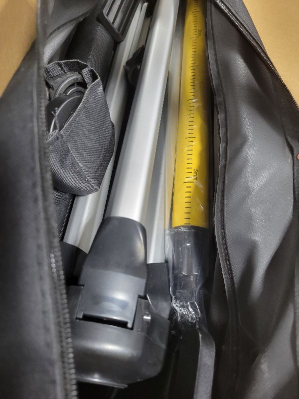 View 2 of 12 Ft+1.7Ft/3.6M+0.6M Professional Laser Level Pole with Tripod, Adjustable Telescoping Pole for Leveling Tools, Multi-functional Fine-tuning Bracket with 1/4” and 5/8” Thread Adapters, Includes Bag