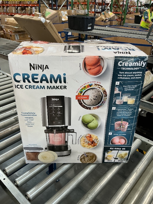 View 3 of Ninja CREAMi Deluxe Ice Cream Maker | 11-in-1 Create Frozen Desserts, Sorbet, Milkshakes, Yogurt & More | Includes 2 Dishwasher Safe XL 24 Oz. Tubs with storage lids | Blue | NC501ND