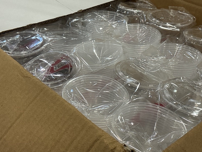 Photo 1 of Portion Cups with Lids - 4 oz, Plastic - Case Pack of 600 - For Sauces, Dressings & Food Portioning