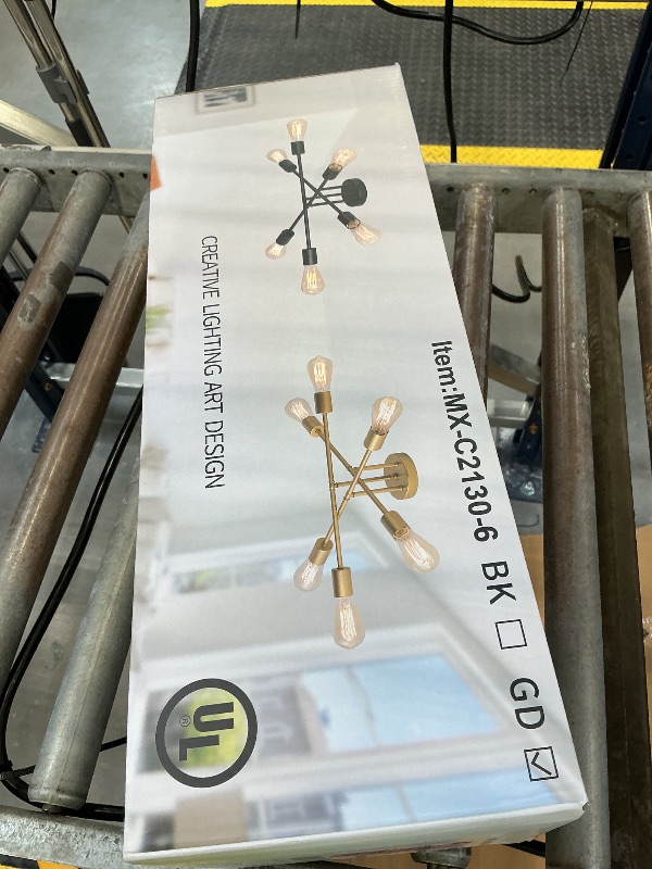 Photo 1 of MEIXISUE Gold Sputnik Chandelier, 6-Light Industrial Semi Flush Mount