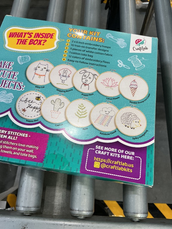 Photo 1 of CraftLab Embroidery Kit for Kids - Beginner Sewing Kit with 10 Projects, Hoops, Thread, Patterns