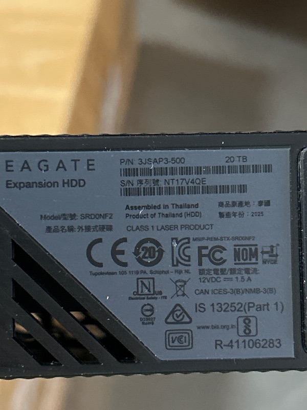 Photo 1 of Seagate Expansion 20TB External Hard Drive