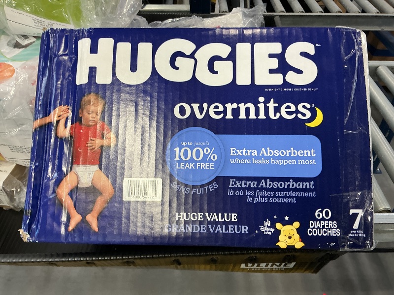 Photo 1 of Huggies Overnites Diapers Size 7, 60 Count