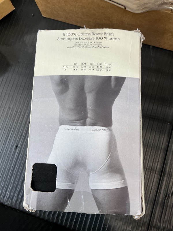Photo 1 of Calvin Klein Men's Cotton Classics 5-pack Boxer Brief, 2 Blue Shadow Body W/Blue Shadow Waistband, 2 Charcoal Heather Body W/Charcoal Heather Waistband, 1 Black Body W/Black Waistband, Large