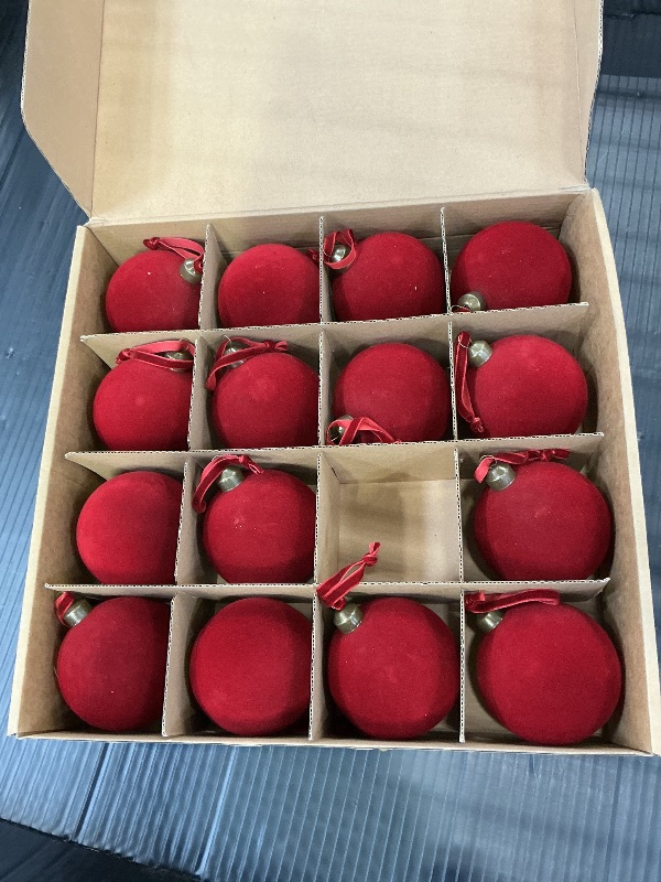 View 2 of Vituney 15 Pcs Red Velvet Christmas Ornaments, 2.65 Inch