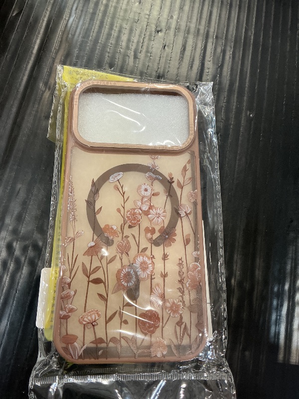 Photo 1 of DOMAVER iPhone 17 Pro Max Case - Brown Floral Magnetic
