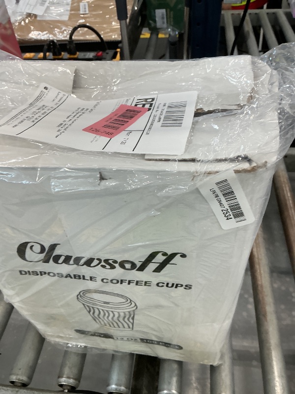 Photo 1 of Clawsoff 100 Pack 12 oz Coffee Cups with Lids Disposable Paper Cups Gray