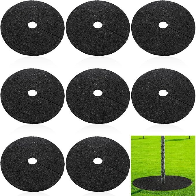 Photo 1 of Peryiter 6 Pcs Rubber Mulch Tree Ring Protector Mat Weed Barrier