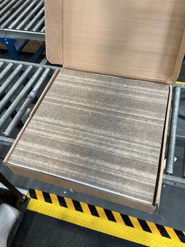 View 2 of Peel and Stick First Impressions Barcode Rib Taupe 24 in. x 24 in. Commercial Carpet Tile (15 Tiles/Case)