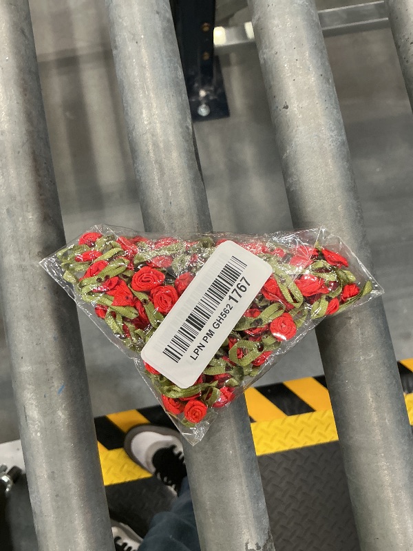 Photo 1 of Larrel 100 Pcs Mini Satin Rose Flower Appliques, Red