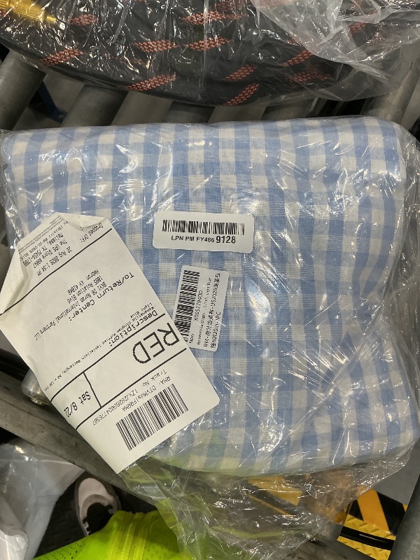 Photo 1 of Romanstile Gingham Ruffled Tablecloth Rectangle, 60 x 120 Inch, Light Blue