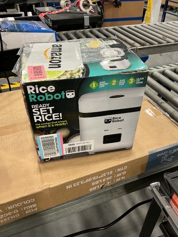 Photo 1 of Rice Robot Personal Rice Cooker, PFAS-free, Nonstick. 1 Quart Capacity, with Stainless Steel Steamer Tray, Measuring Cups, Recipe Book with 60 Recipes, and Serving Spoon, As Seen On TV