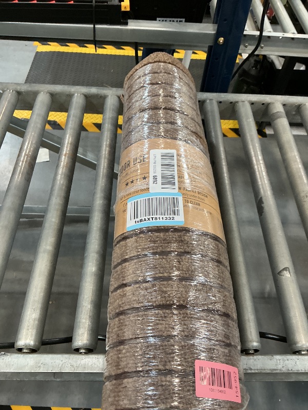 Photo 1 of Runner Rug 2 ft x 8 ft Indoor/Outdoor Low Profile, Hallway, Kitchen, Patio, Deck Area, RV, Entryway, Garage, with Non-Slip Rubber Backing, Brown with Brown Stripe, Custom