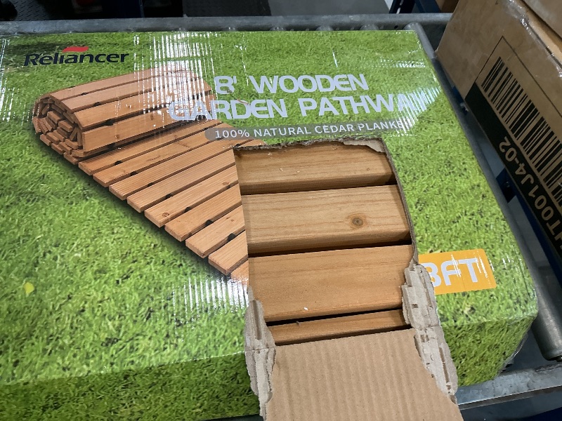 View 2 of RELIANCER 8' Wooden Garden Pathway,Weather-Resistant Roll Out Cedar Walkway,Outdoor Patio Wood Foot Path,Decorative Garden Boardwalk Walkways,Flooring Path Sidewalk for Lawns Backyard Beach Wedding
