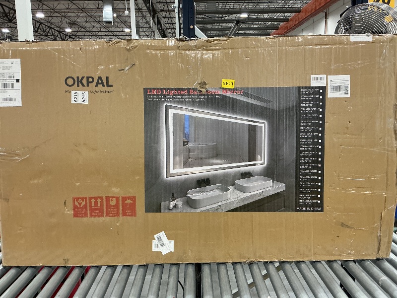 Photo 1 of OKPAL 72x40" Framed LED Bathroom Mirror