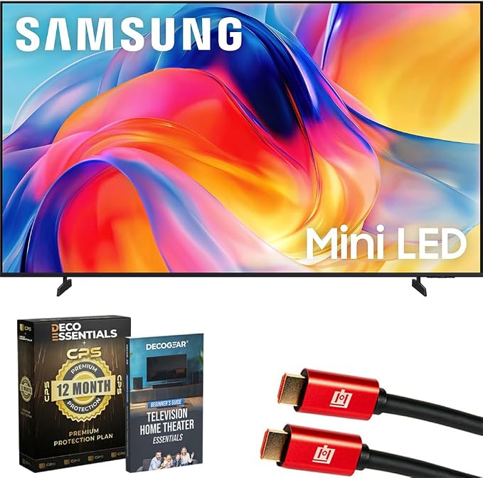 Photo 1 of Samsung 55" Mini LED M70H 4K 3840x2160 Vision AI Smart TV, Titan Black (2026) UN55M70HAFXZA Bundle with 1 YR CPS Enhanced Protection Pack, 6FT HDMI Cable and Deco Gear Home Theater Beginner's Guide