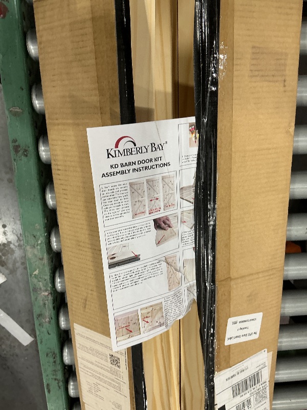Photo 1 of SmartStandard 30in x 80in Sliding Barn Wood Door Pre-Drilled Ready to Assemble, DIY Unfinished Solid Spruce Wood Panelled Slab, Interior Single Door Only, Natural, K-Frame (Fit 5FT Rail)